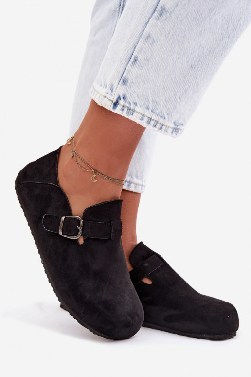 Schuhe Feminin aus Öko-INildlederoZue mit Schnallen schZuarze Farbe Ismora