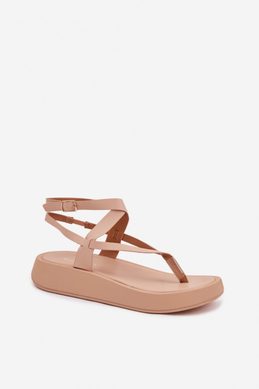 Flip-Flops Feminin mit einer Plattform Beige Gelira
