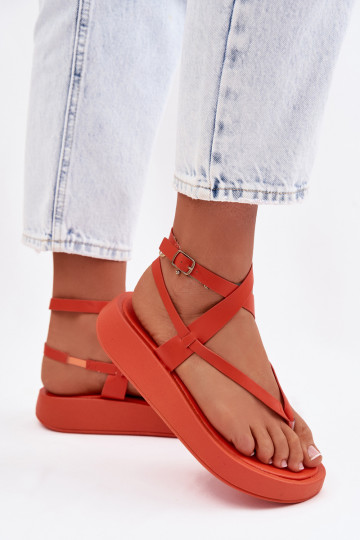 Flip-Flops Feminin mit einer Plattform orange Farbe Gelira