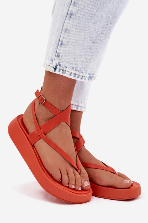 Flip-Flops Feminin mit einer Plattform orange Farbe Gelira