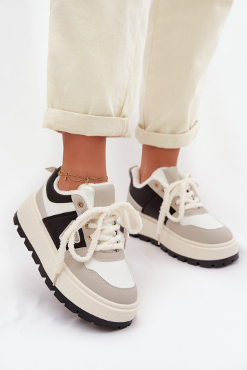 Sneakers Stilvollllschuhe Feminin mit einer Plattform graue Farbe Florinda 2
