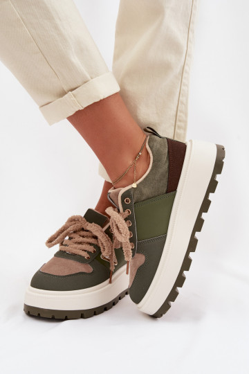 Sneakers Stilvollllschuhe Feminin mit einer Plattform grüne Farbe Florinda