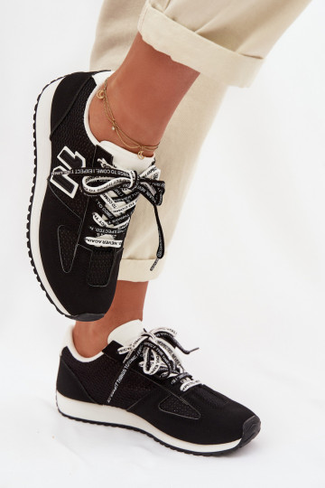 Damen Sportschuhe mit dekorativen Schnürsenkeln in Schwarz Henira
