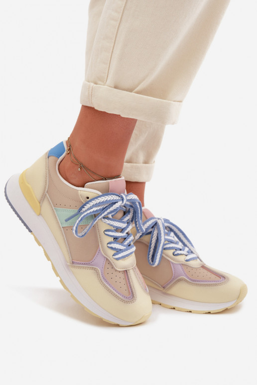 Sneakers Stilvollllschuhe Feminin aus Öko-Leder gelbe Farbe Kelira