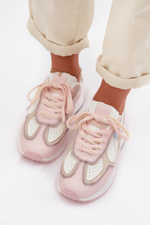 Sneakers Stilvollllschuhe Feminin aus Öko-Leder pinke Farbe Kelira