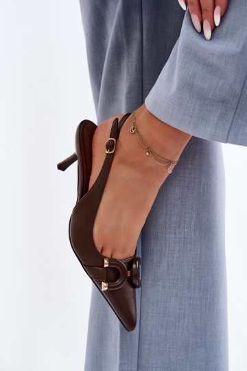 Damensandalen mit dünnen Absätzen Mit Dekorationen Detalem CzekoladoZue Brienne 2