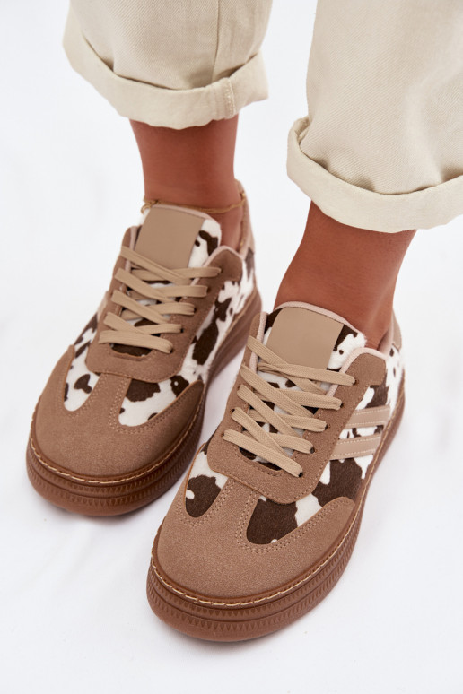Sneakers Stilvollllschuhe Feminin mit einer Plattform IN Łaty Beige Denissa