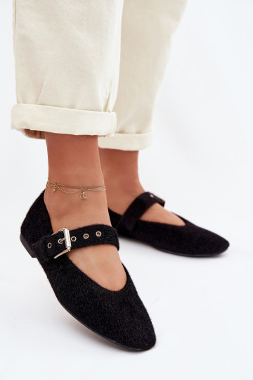 Ballerinas Feminin mit Riemen schZuarze Farbe Pamira 2