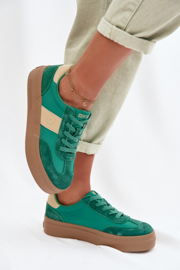 aus INildleder Sneakers Stilvollllschuhe Feminin Big Star TT274163 grüne Farbe