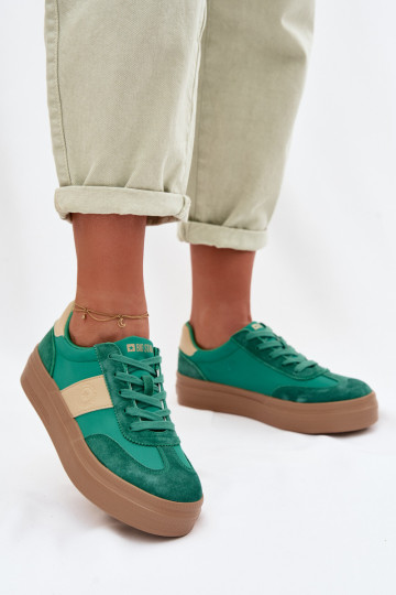 aus INildleder Sneakers Stilvollllschuhe Feminin Big Star TT274163 grüne Farbe 2