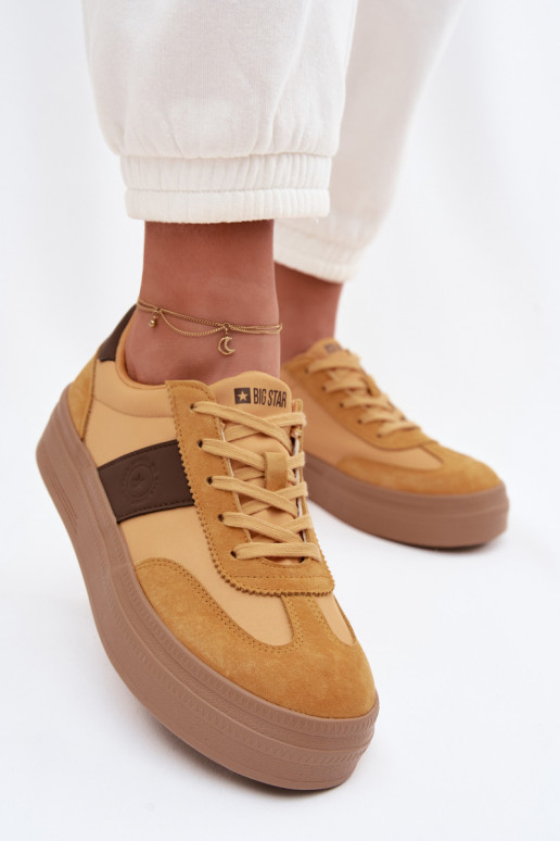 aus INildleder Sneakers Stilvollllschuhe Feminin Big Star TT274166 gelbe Farbe