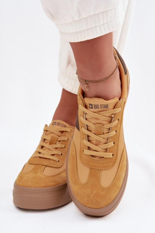 aus INildleder Sneakers Stilvollllschuhe Feminin Big Star TT274166 gelbe Farbe