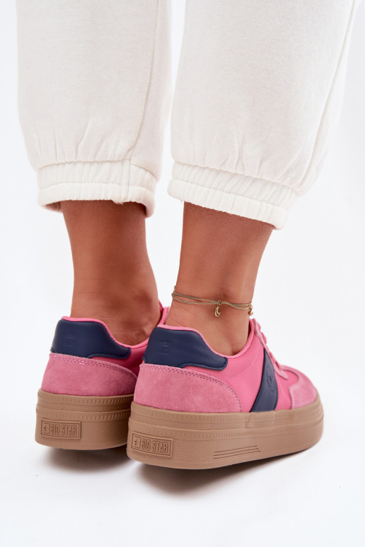 aus INildleder Sneakers Stilvollllschuhe Feminin Big Star TT274164 pinke Farbe