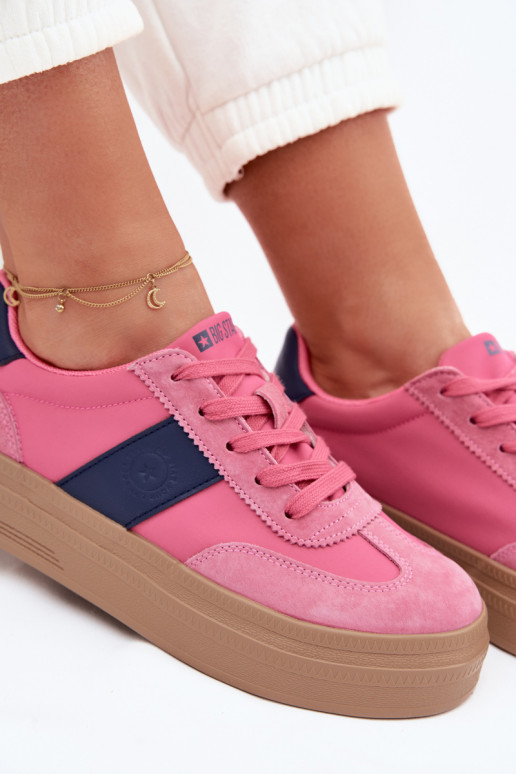 aus INildleder Sneakers Stilvollllschuhe Feminin Big Star TT274164 pinke Farbe