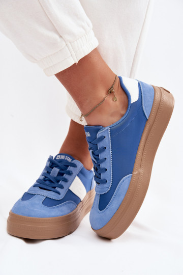 aus INildleder Sneakers Stilvollllschuhe Feminin Big Star TT274165 blaue Farbe