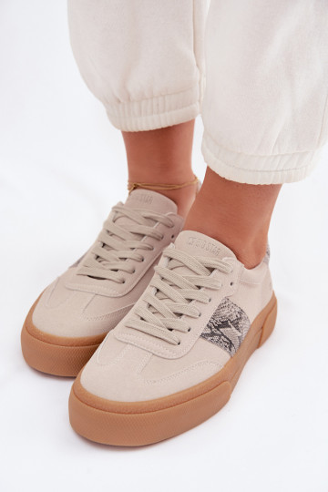 Damen Sneakers im sportlichen Stil mit Schlangenlederimitat Big Star TT274299 in Grau