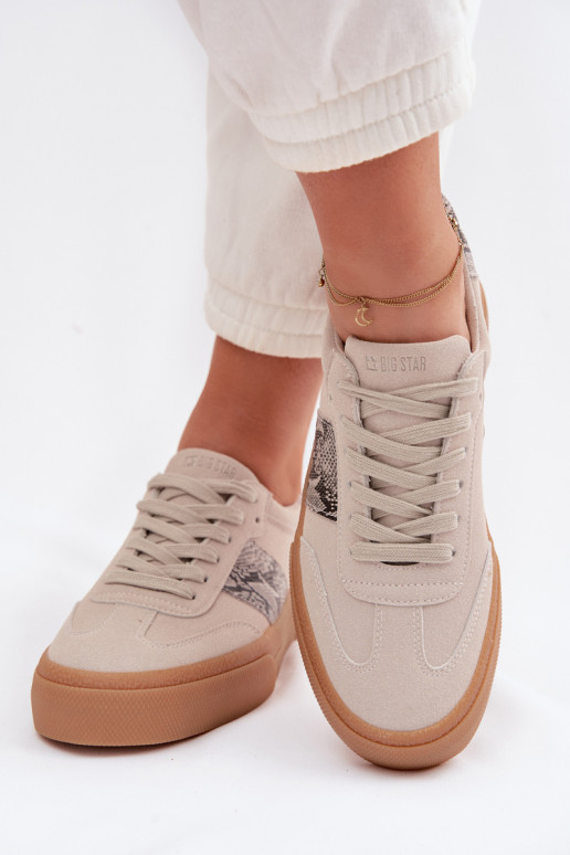 Sneakers Stilvollllschuhe Feminin Ze INstaZukami Schlangenhaut Big Star TT274299 graue Farbe