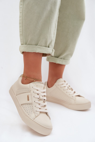 Sneakers Stilvollllschuhe Feminin mit durchbrochenen Elementen Big Star TT274292 Beige 2