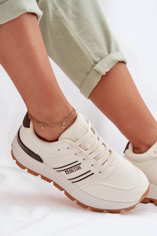 Sneakers Stilvollllschuhe Feminin mit einer Plattform Big Star TT274881 Hi-Poly System Beige