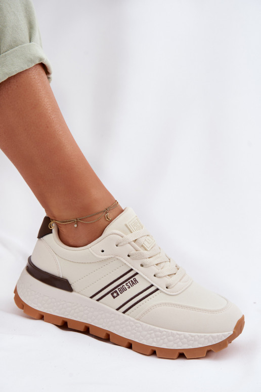 Sneakers Stilvollllschuhe Feminin mit einer Plattform Big Star TT274881 Hi-Poly System Beige