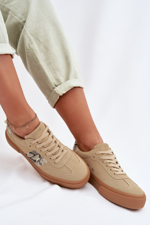 Sneakers Stilvollllschuhe Feminin Ze INstaZukami Schlangenhaut Big Star TT274298 Beige