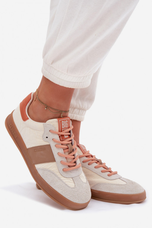 Haut aus INildleder Sneakers Stilvollllschuhe Feminin Big Star TT274725 Beige