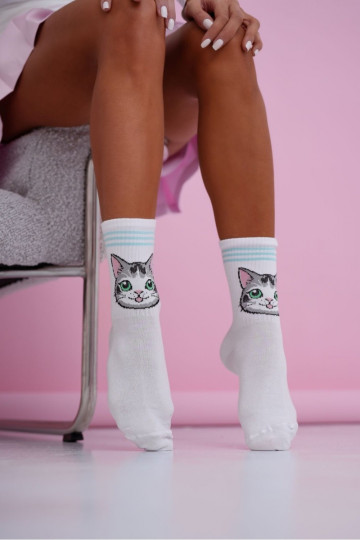 Socken Feminin Katzenblaue Farbemi Paskami
