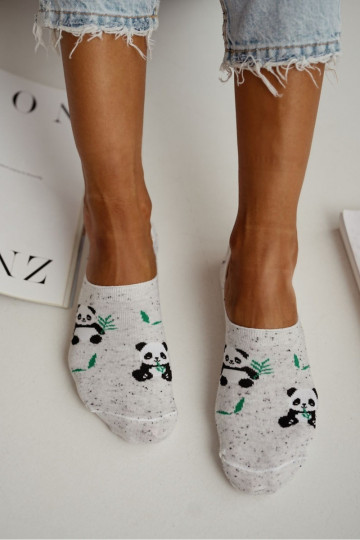 Mikropolyester Damenstrümpfe Panda Bear in grau