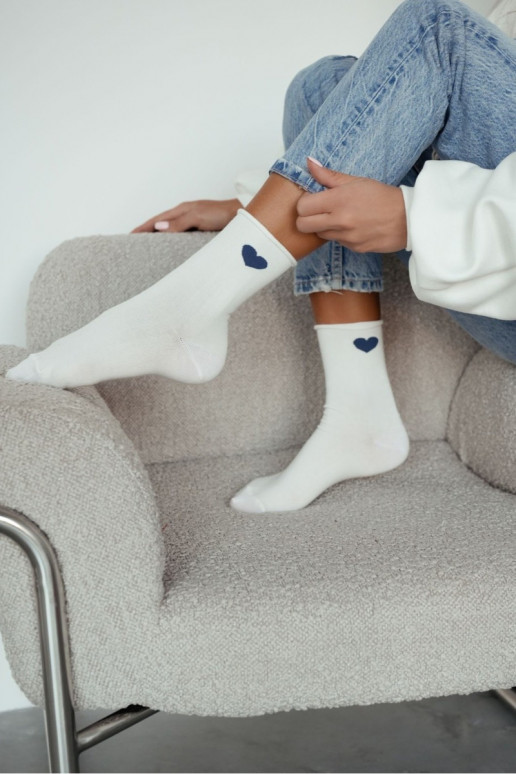 Socken Feminin elfenbeinfarbe Kein DruckDunkelblaum mit Herzenm