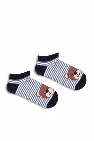 Kindersocken Streifen und Bären schwarz