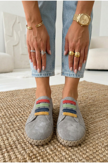 Haut aus INildleder Schuhe Feminin Vinceza 95377 graue Farbe