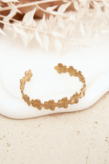 Ein Armband Feminin aus Edelstahl mit floralen Motivenuszki goldene Farbe 2
