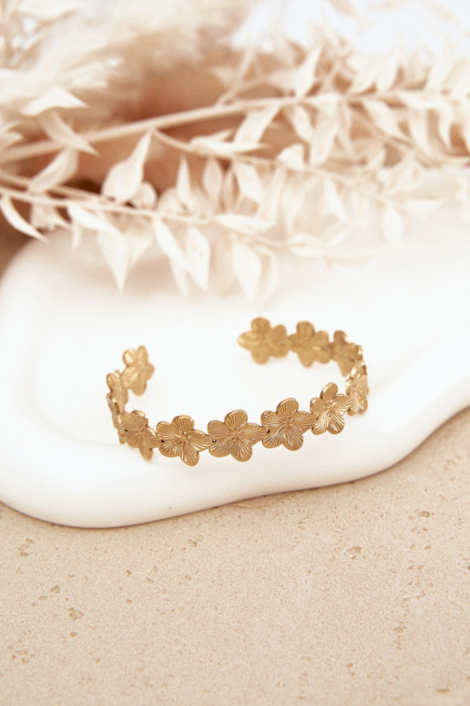 Ein Armband Feminin aus Edelstahl mit floralen Motivenuszki goldene Farbe