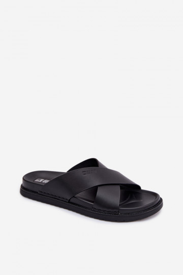 Lederpantoletten für Männer Big Star TT174217 schwarze Farbe