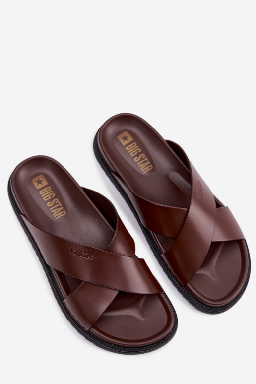 Lederhausschuhe für Männer Big Star TT174218 dunkelbraun