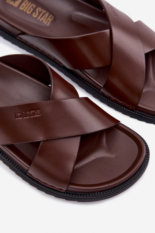 Lederhausschuhe für Männer Big Star TT174218 dunkelbraun