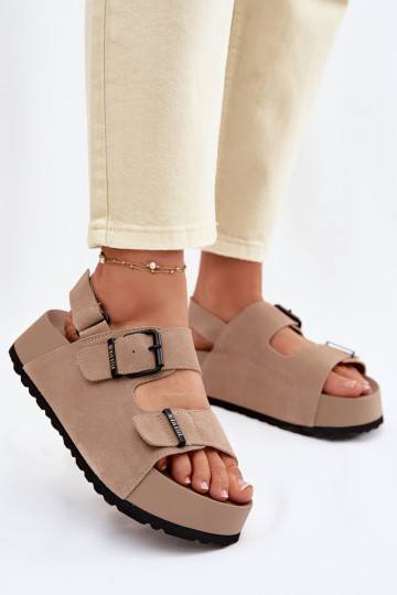 INildledersandalen mit einer Plattform Big Star TT274235 Beige 2