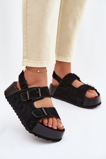 Wildleder Sandalen mit Plateausohle Big Star TT274237 schwarze Farbe 2