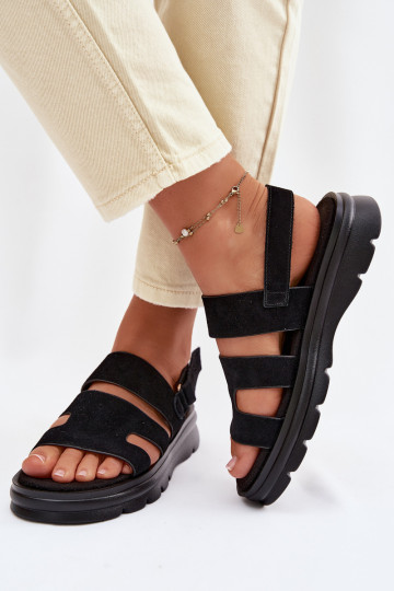 Damensandalen aus INildleder Big Star TT274484 schZuarze Farbe