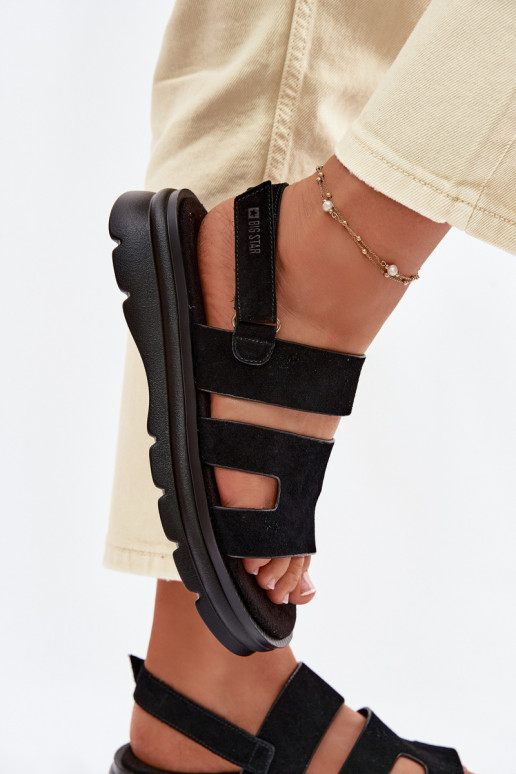 Damensandalen aus INildleder Big Star TT274484 schZuarze Farbe