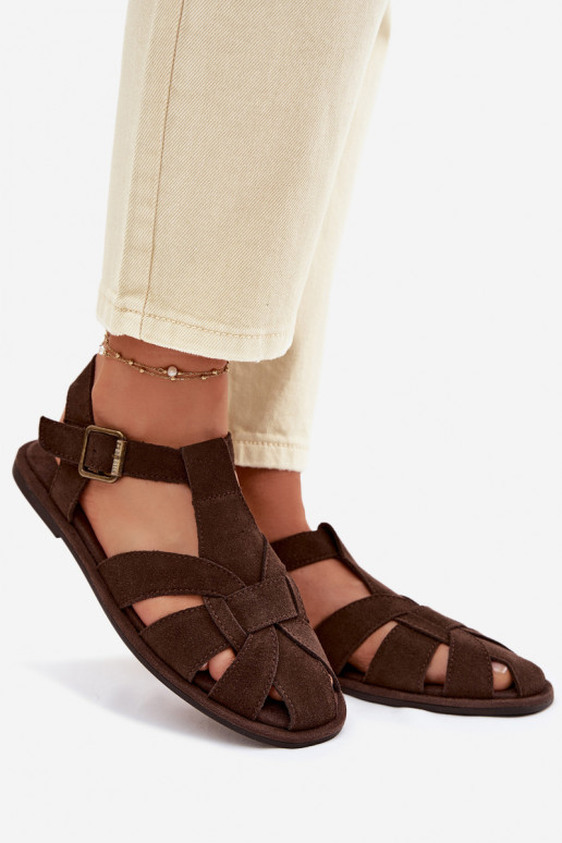 Flache Sandalen für DamenErmöglichtturalnego aus INildlederu Big Star TT274249 CzekoladoZue