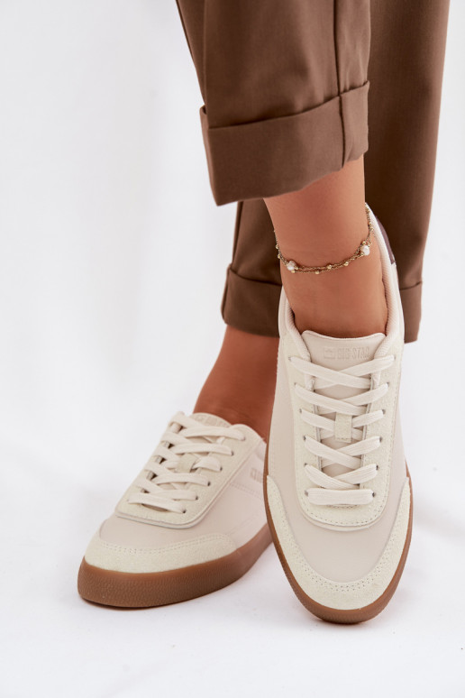 Sneakers Stilvollllschuhe Feminin aus Öko-Leder Big Star TT274311 elfenbeinfarbe