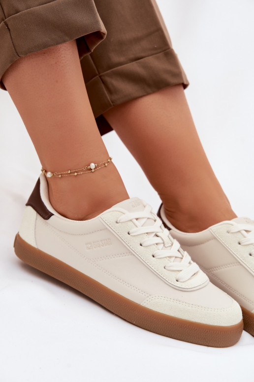 Sneakers Stilvollllschuhe Feminin aus Öko-Leder Big Star TT274311 elfenbeinfarbe