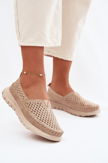 Damenmokassins mit Lochmuster Sergio Leone MK099H in goldfarben 2