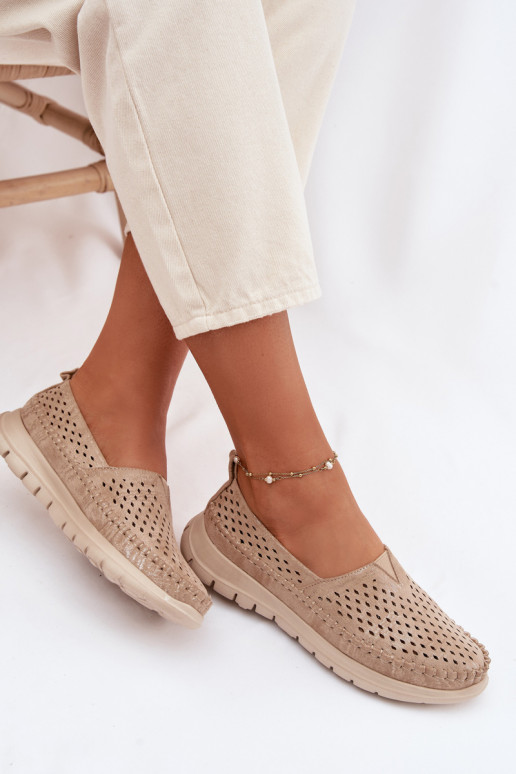 mit durchbrochenen Elementen  Mokassins für Damen Sergio Leone MK099H goldene Farbe