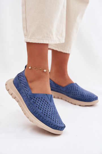 Damenmokassins mit Lochmuster Sergio Leone MK099H in blau