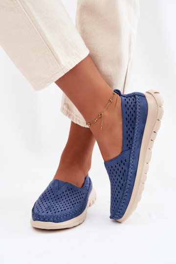 Damenmokassins mit Lochmuster Sergio Leone MK099H in blau 2