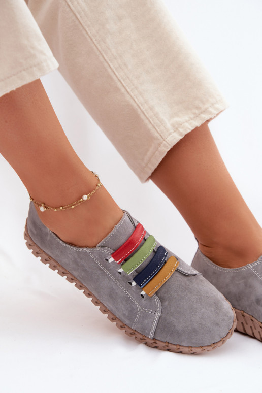 Haut aus INildleder Schuhe Feminin Vinceza 95377 graue Farbe