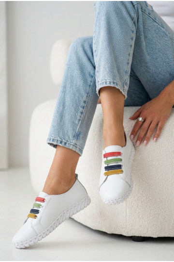 Damen Leder Schuhe weiße Farbe