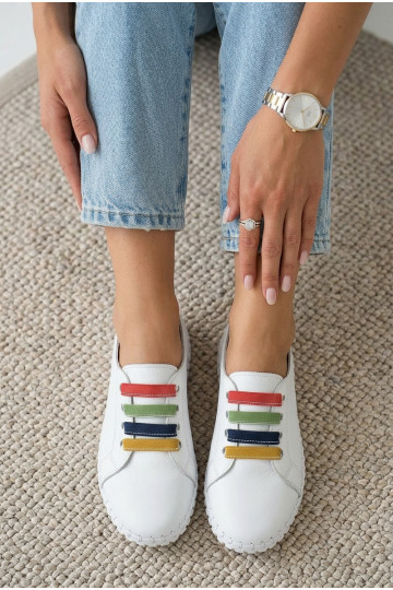 Damen Leder Schuhe weiße Farbe 2